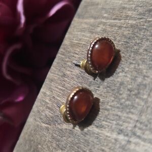 Vintage Brown Stone Tear Stud Earrings OR FREE w $30 Purchase*